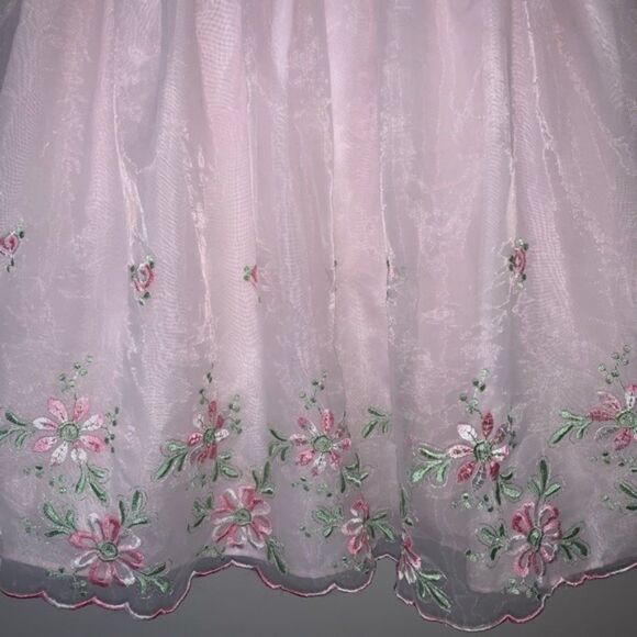 Cute Bonnie Jean Pink Floral Embroidered Dress 6X - Picture 3 of 7